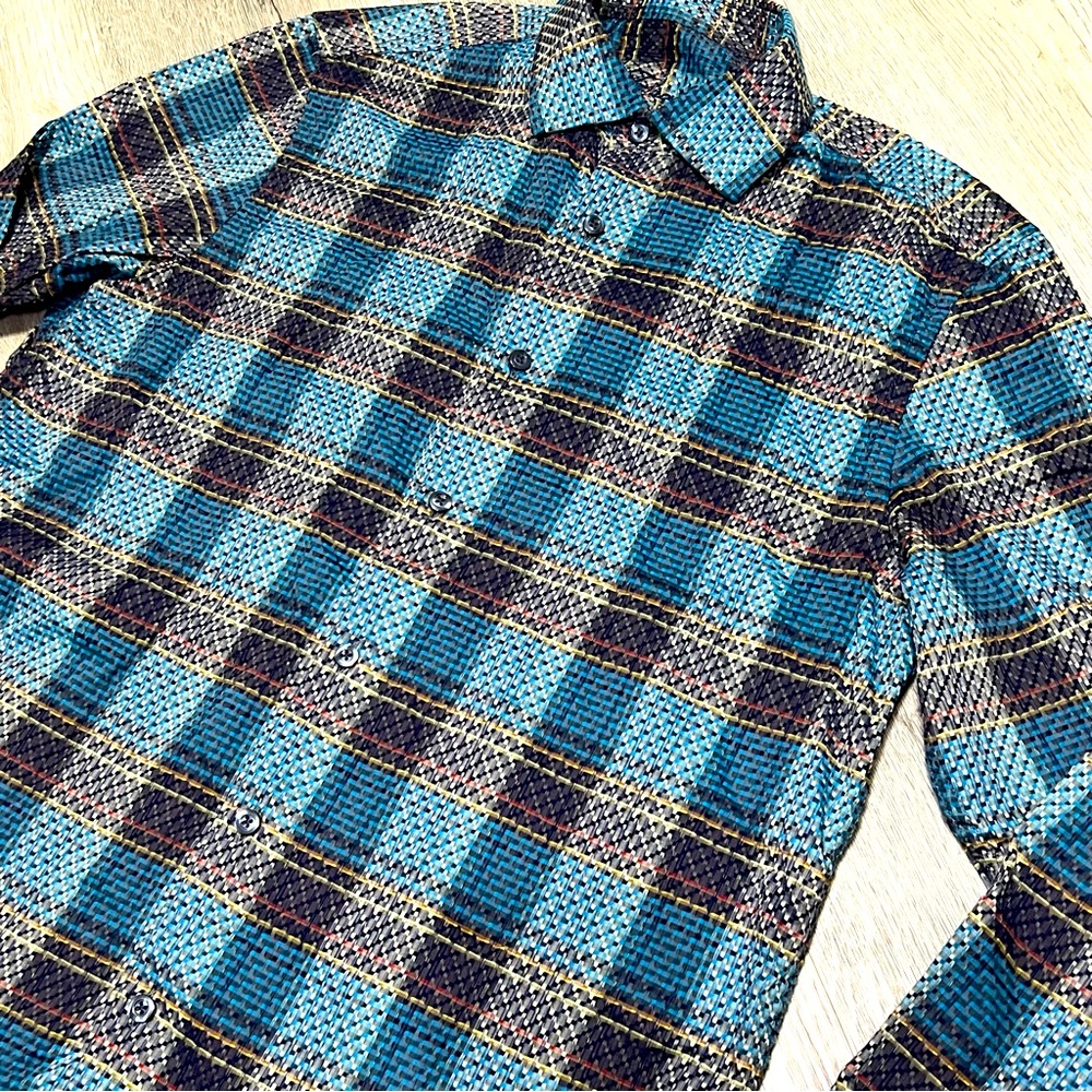 GUC Tasso Elba Button Down Shirt Size S Plaid Button Up Long Sleeve 005